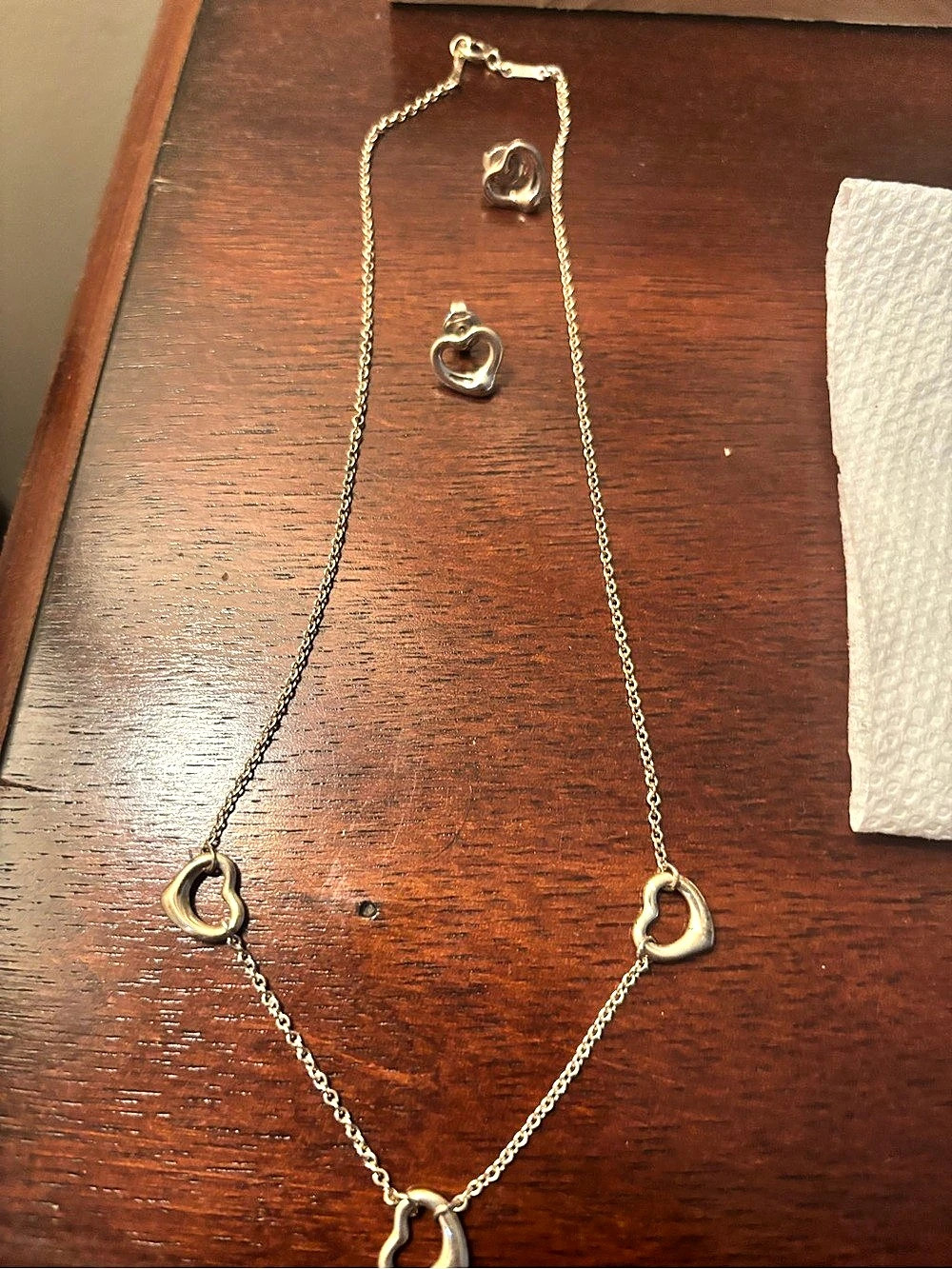 Tiffany & Co. Elsa Peretti Open Heart Necklace and Earrings Set. in sterling sil